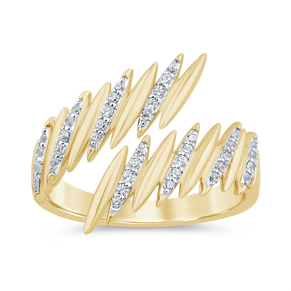 <span style="color:purple">SPECIAL!</span> .21ct G SI 14K Yellow Gold Diamond Open Wrap Around Ring Size 6.5