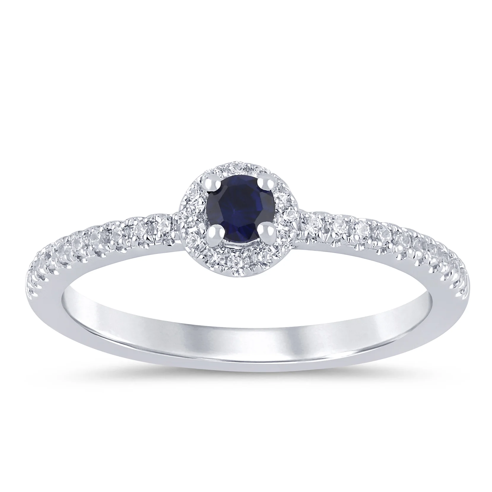 <span style="color:purple">SPECIAL!</span> .31ct G SI 14K White Gold Diamond Blue Sapphire Gemstones Ring Size 6.5