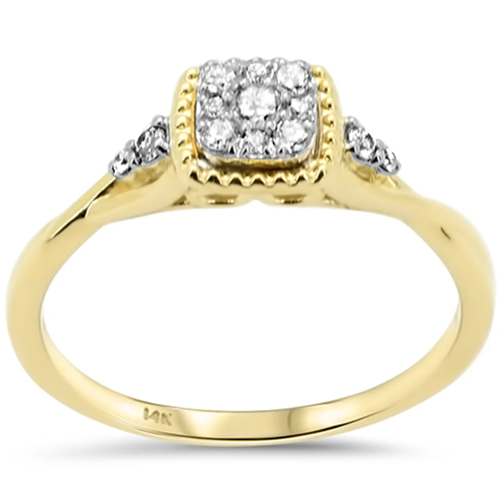 .16ct G SI 14K Yellow Gold Square Shaped Diamond Engagement Ring Size 6.5