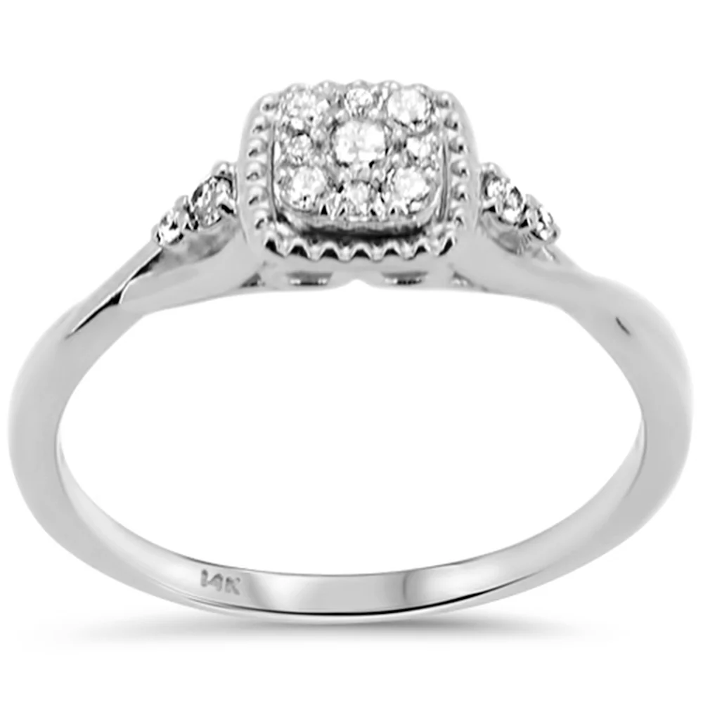 <span style="color:purple">SPECIAL!</span> .18ct G SI 14K White Gold Square Shaped Diamond Engagement Ring Size 6.5
