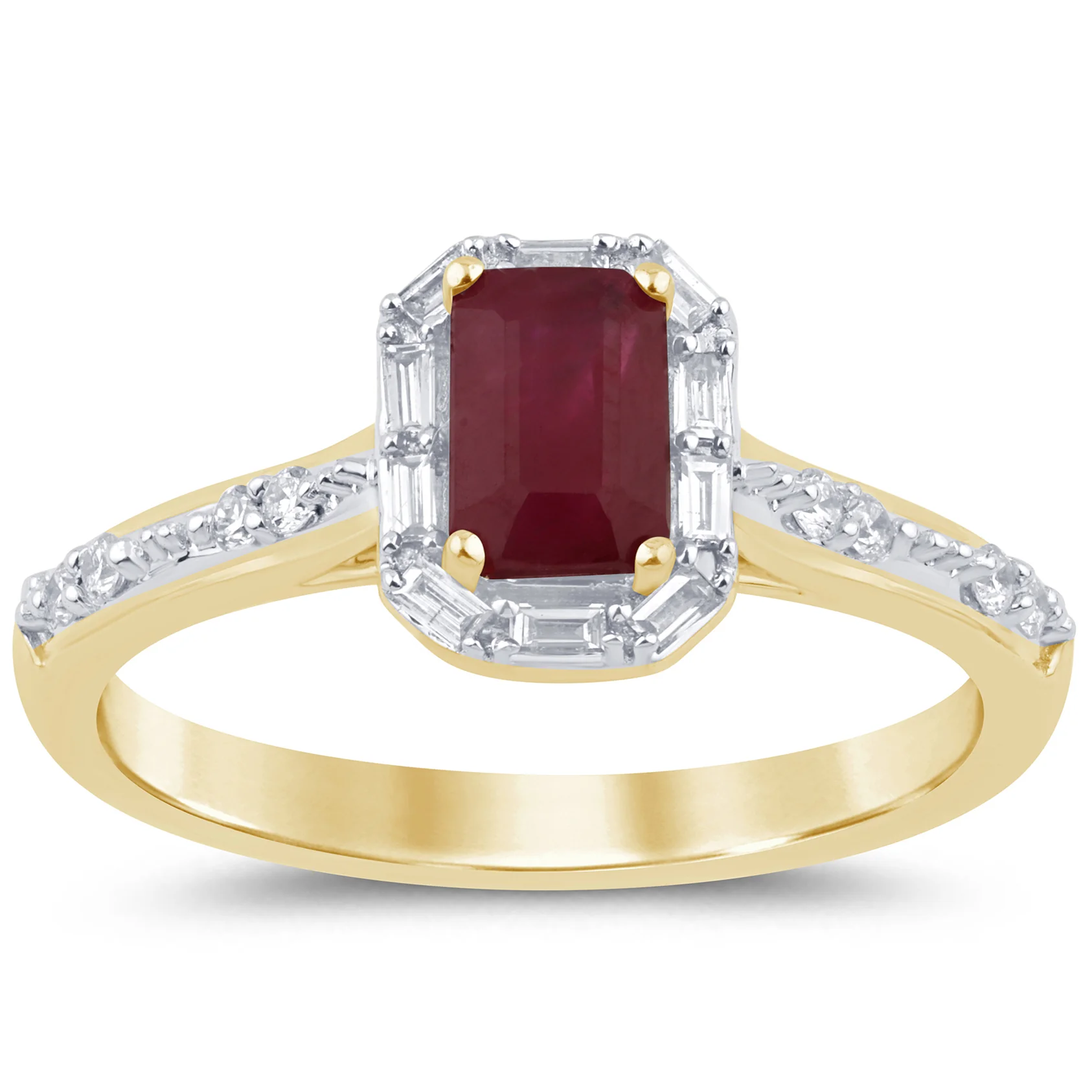 <span style="color:purple">SPECIAL!</span> 1.02ct G SI 14K Yellow Gold Diamond & Ruby Gemstone Ring Size 6.5