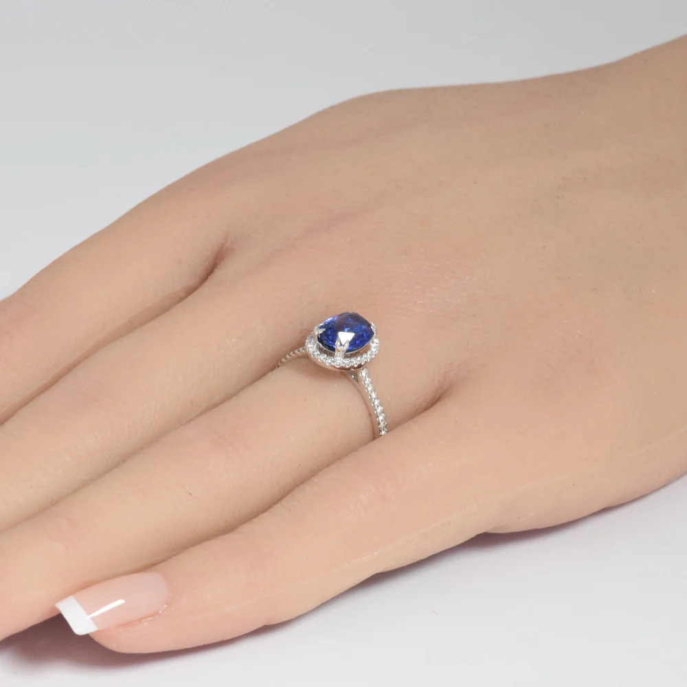 <span style="color:purple">SPECIAL!</span> 2.39ct G SI 14K White Gold Diamond & Blue Sapphire Gemstone Ring Size 6.5 - Image 2