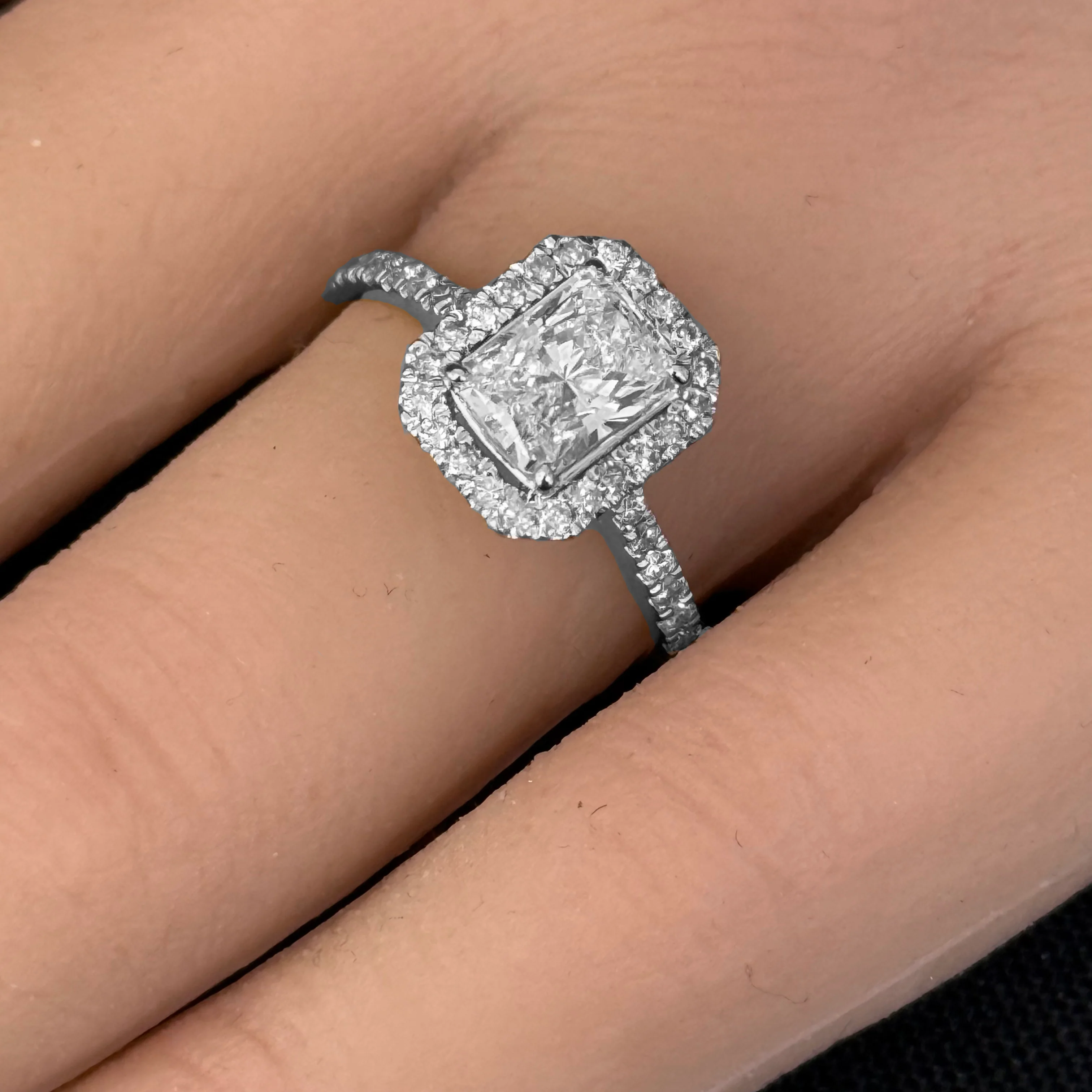 <span style="color:purple">SPECIAL!</span> 1.44ct G SI 14K White Gold Radiant Diamond Engagement Ring - Image 2