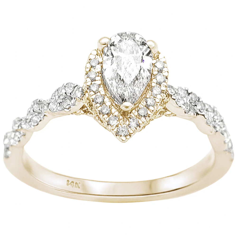 <span style="color:purple">SPECIAL!</span> .78ct G SI 14K Yellow Gold Pear Shape Diamond Engagement Ring - Image 2