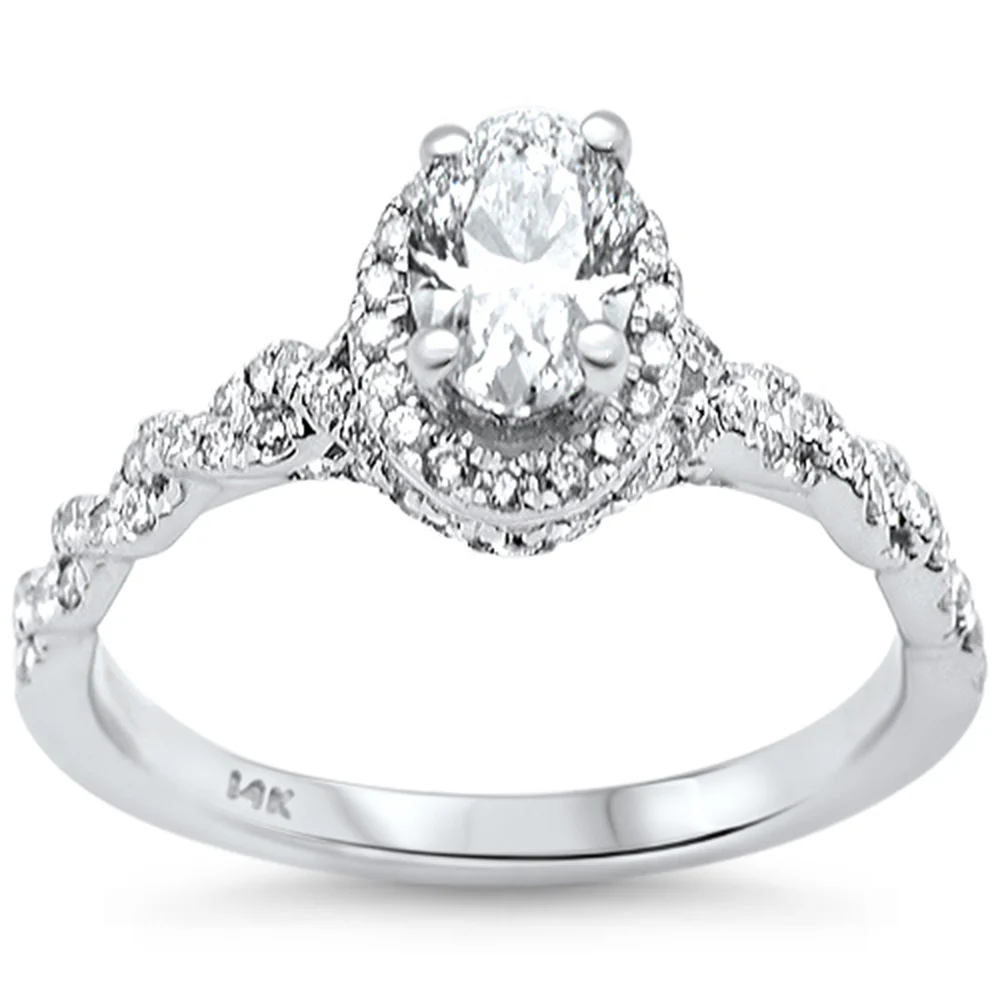 <span style="color:purple">SPECIAL!</span> 1.15ct G SI Center .72ct 14K White Gold Oval Shape Diamond Engagement Ring