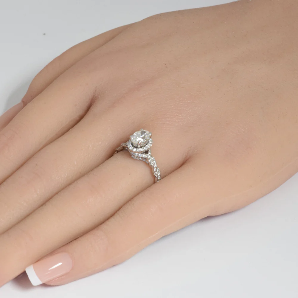 <span style="color:purple">SPECIAL!</span> 1.15ct G SI Center .72ct 14K White Gold Oval Shape Diamond Engagement Ring - Image 2