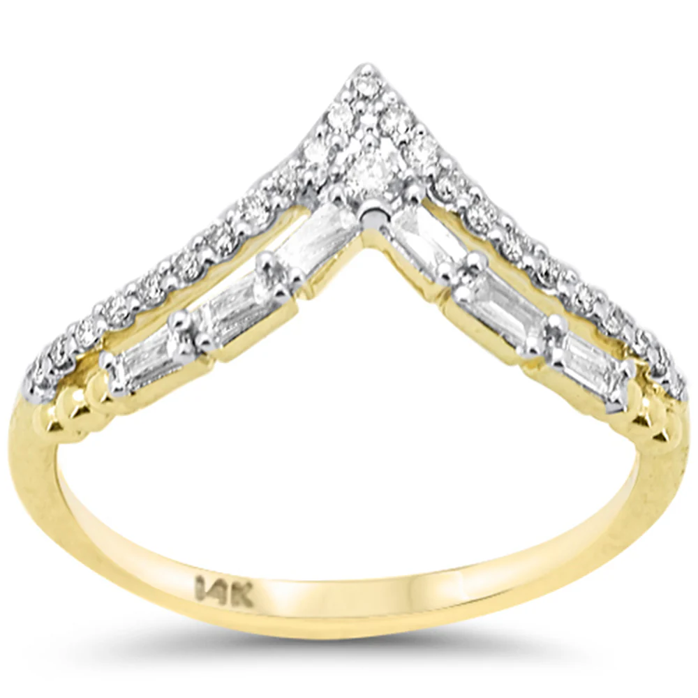 <span style="color:purple">SPECIAL!</span> .27ct G SI 14K Yellow Gold Round & Baguette Diamond Band Ring Size 6.5
