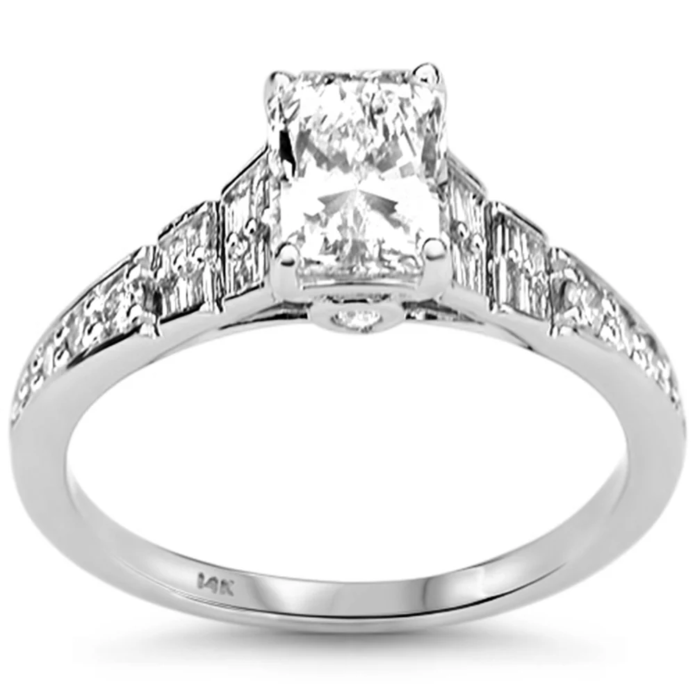 <span style="color:purple">SPECIAL!</span> 1.30ct G SI 14K White Gold Radiant Cut Diamond Engagement Ring