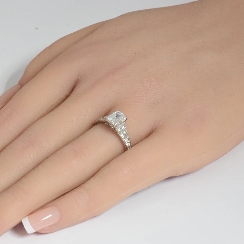 <span style="color:purple">SPECIAL!</span> 1.30ct G SI 14K White Gold Radiant Cut Diamond Engagement Ring - Image 2