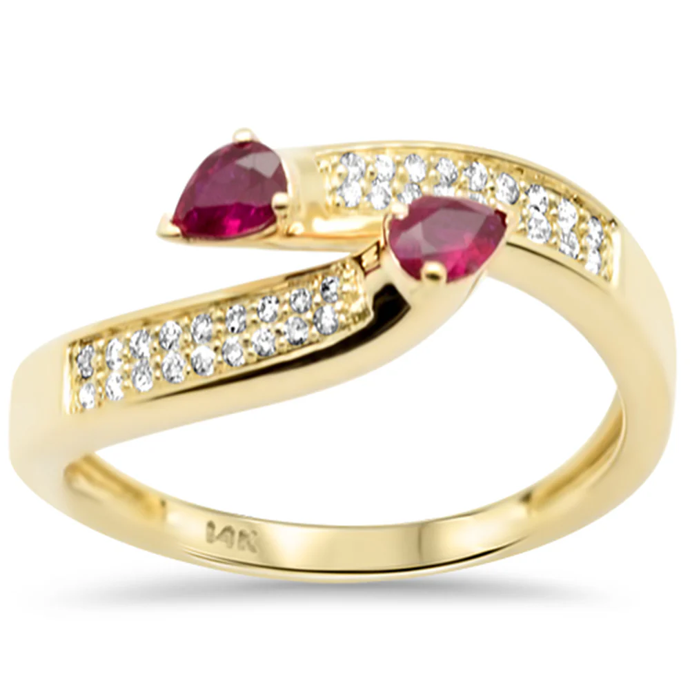 <span style="color:purple">SPECIAL!</span> .45ct G SI 14K Yellow Gold Round Diamond & Ruby Gemstones Ring Size 6.5