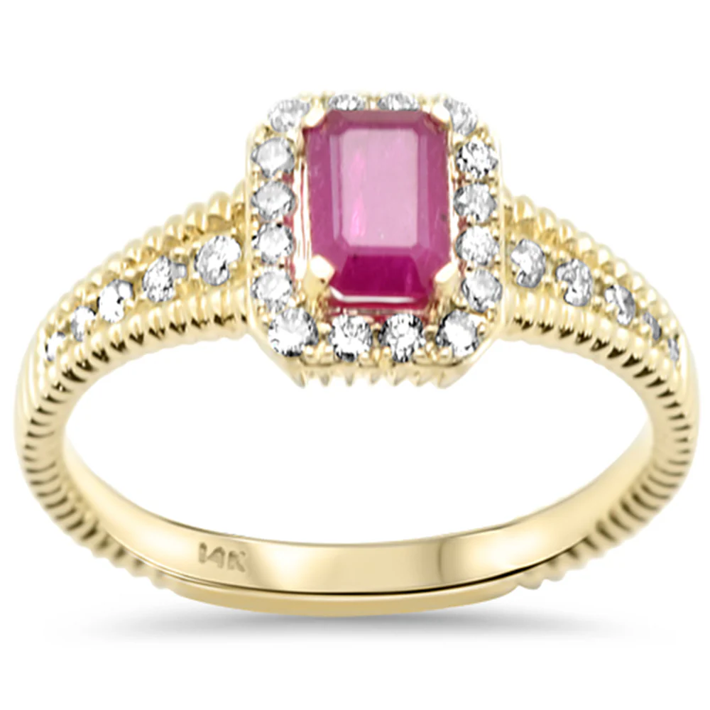 <span style="color:purple">SPECIAL!</span> .94ct G SI 14K Yellow Gold Round Diamond & Ruby Gemstones Ring Size 6.5