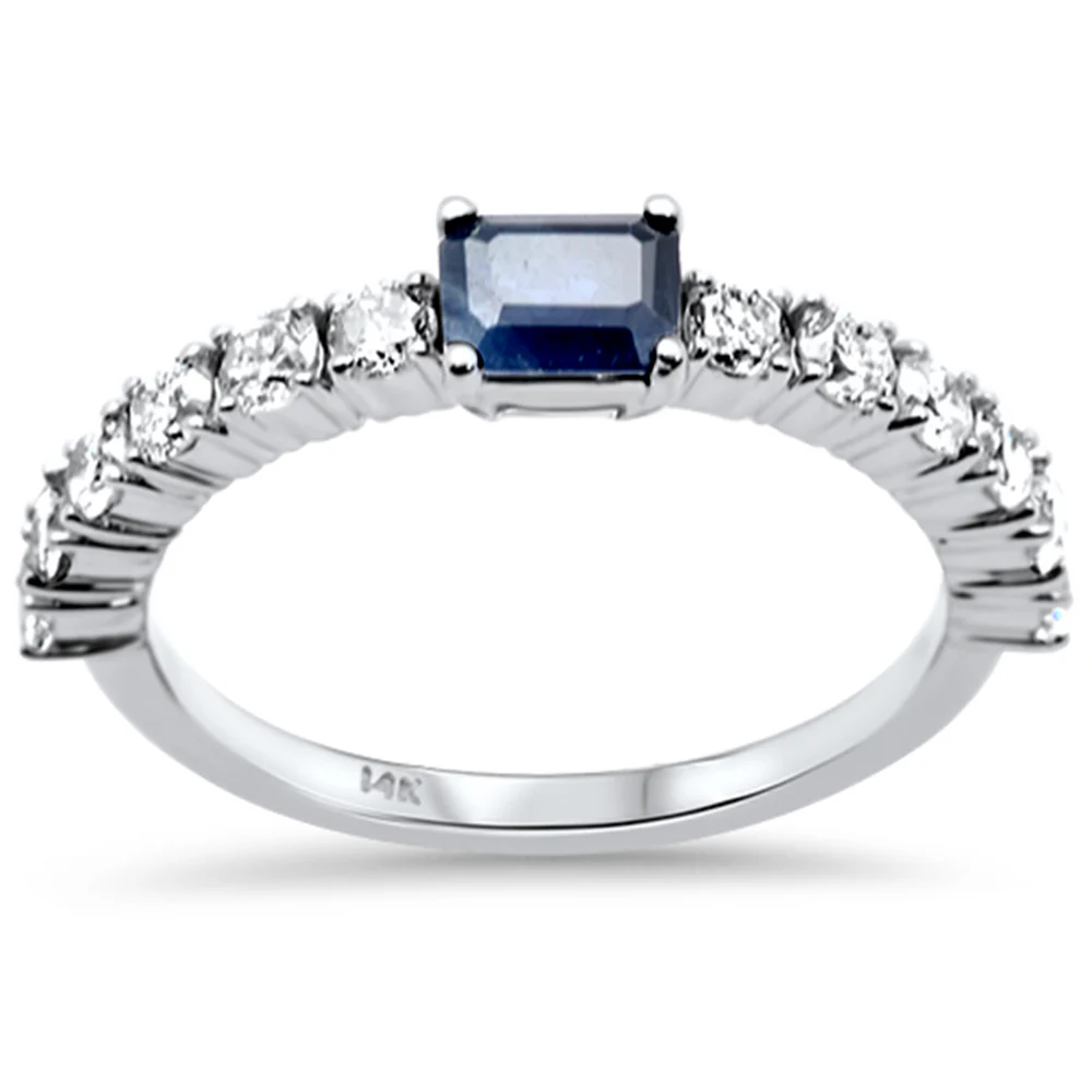 <span style="color:purple">SPECIAL!</span> 1.16ct G SI 14K White Gold Diamond & Blue Sapphire Gemstones Ring Size 6.5