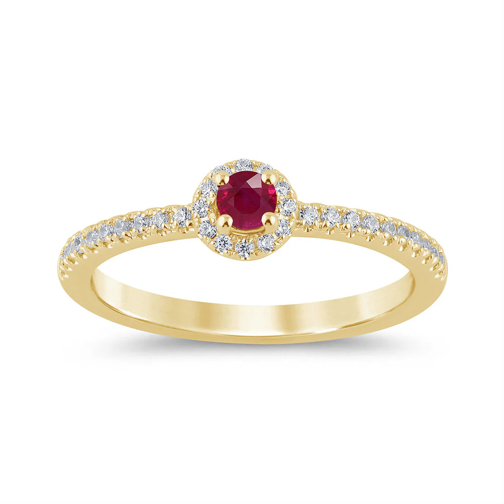 <span style="color:purple">SPECIAL!</span> .32ct G SI 14K Yellow Gold Diamond & Ruby Gemstone Ring Size 6.5