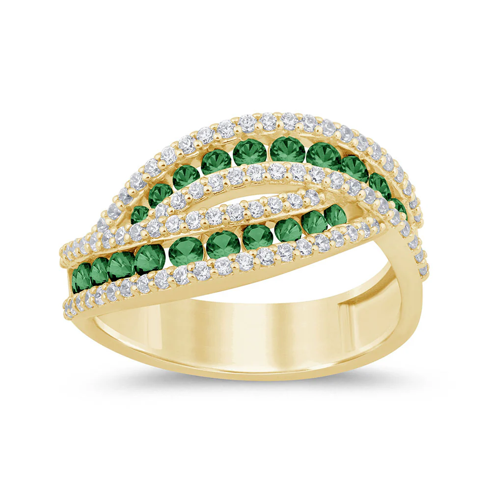 <span style="color:purple">SPECIAL!</span> .87ct G SI 14K Yellow Gold Diamond & Emerald Gemstone Wrap Around Ring Size 6.5