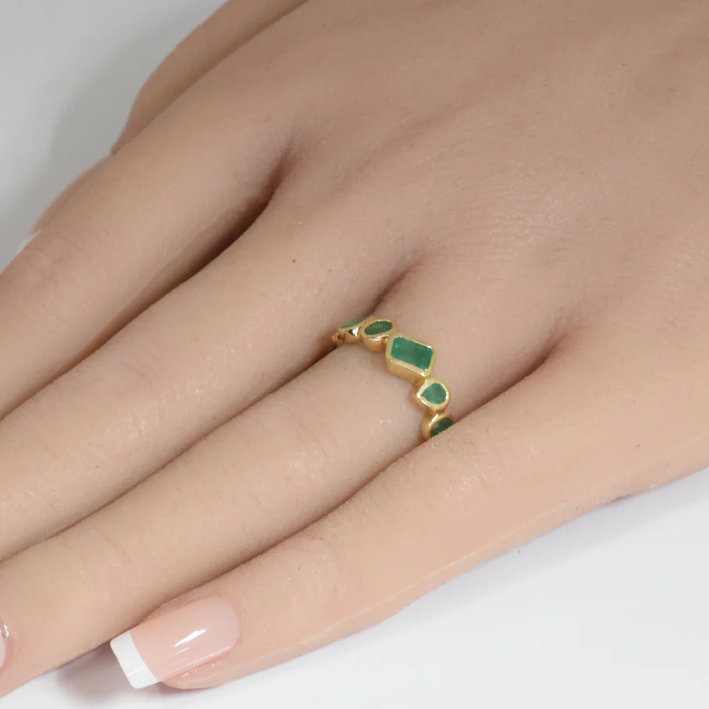 <span style="color:purple">SPECIAL!</span>1.08ct G SI 14K Yellow Gold Emerald Gemstone Ring Band Size 6.5 - Image 2