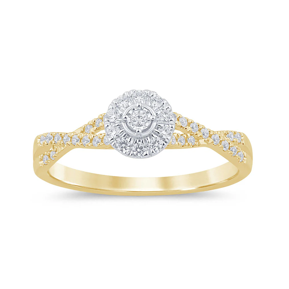 <span style="color:purple">SPECIAL!</span> .21ct G SI 14K Yellow Gold Diamond Round Engagement Ring Size 6.5