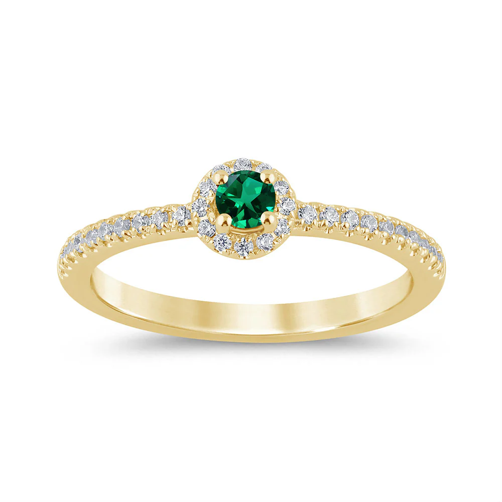 <span style="color:purple">SPECIAL!</span> .28ct G SI 14K Yellow Gold Diamond & Emerald Gemstone Ring Size 6.5
