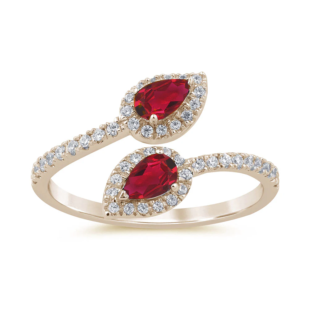 <span style="color:purple">SPECIAL!</span>.66ct G SI 14K Yellow Gold Diamond & Ruby Gemstone Wrap Around Ring Size 6.5
