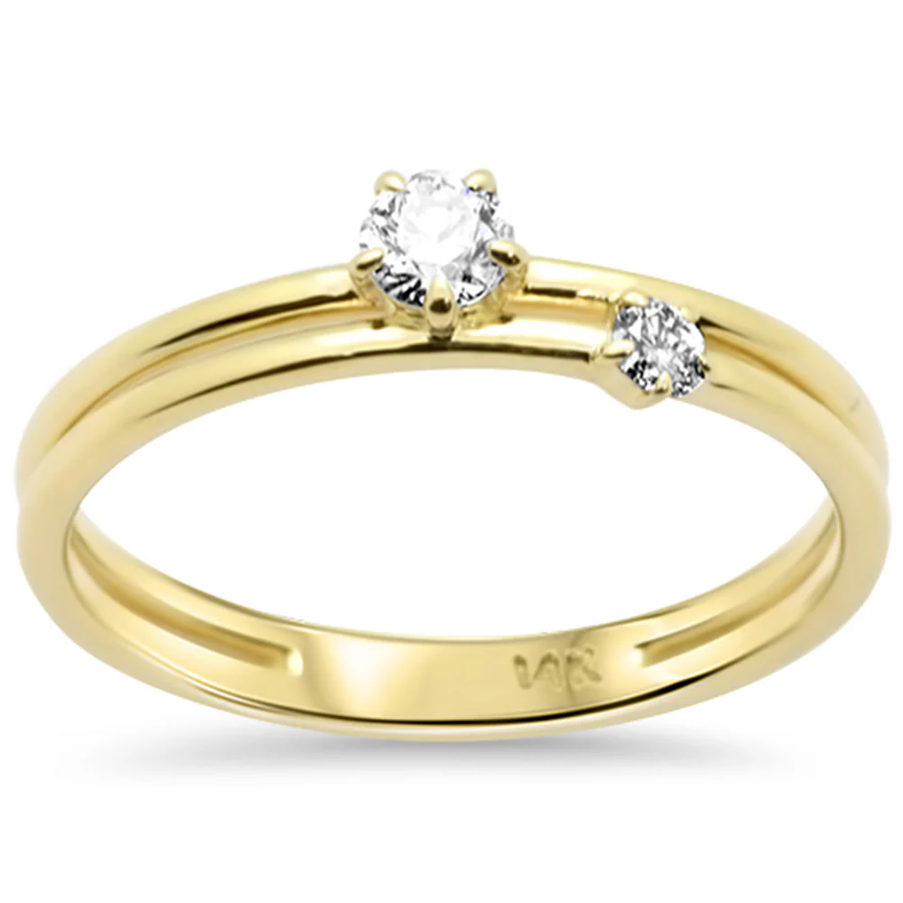 <span style="color:purple">SPECIAL!</span> .20ct G SI 14K Yellow Gold Diamond 2 Stone Ring Band Size 6.5