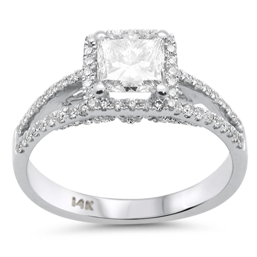 <span style="color:purple">SPECIAL!</span> 1.52ct G SI Center 1.00ct White Gold Diamond Princess Cut Engagement Ring