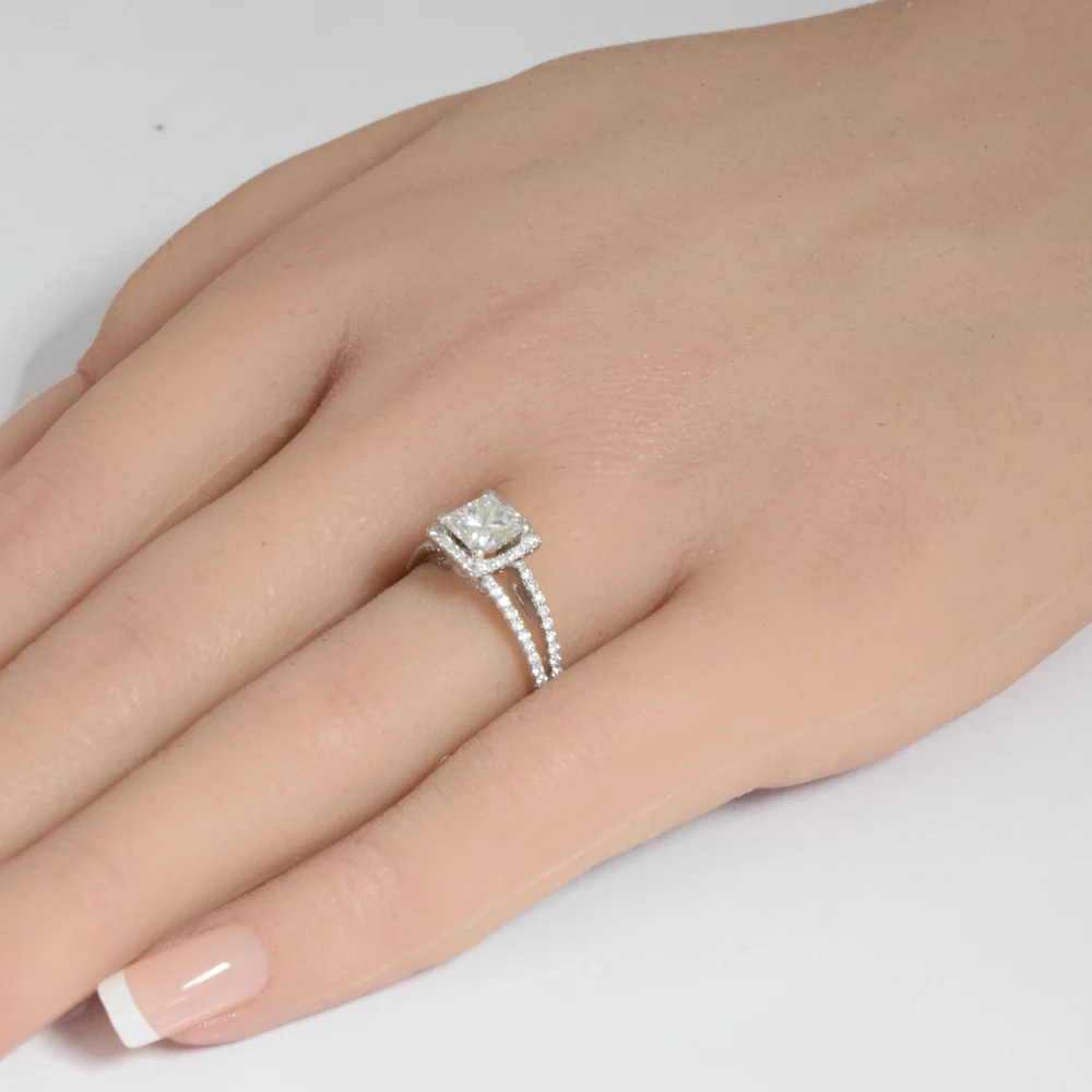<span style="color:purple">SPECIAL!</span> 1.52ct G SI Center 1.00ct White Gold Diamond Princess Cut Engagement Ring - Image 2
