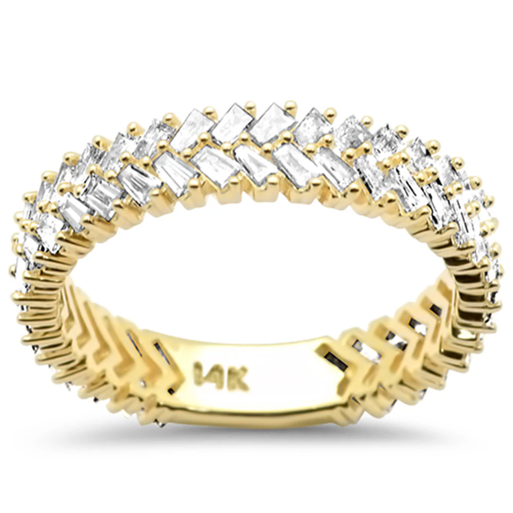 <span style="color:purple">SPECIAL!</span> .89ct G SI 14K Yellow Gold Baguette Diamond Ring Band Size 6.5