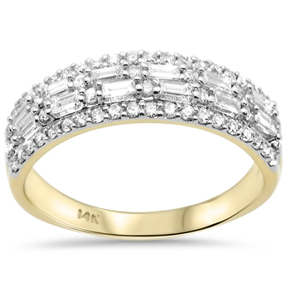 <span style="color:purple">SPECIAL!</span>1.05ct G SI 14K Yellow Gold Men's Round & Baguette Diamond Band Ring Size 10