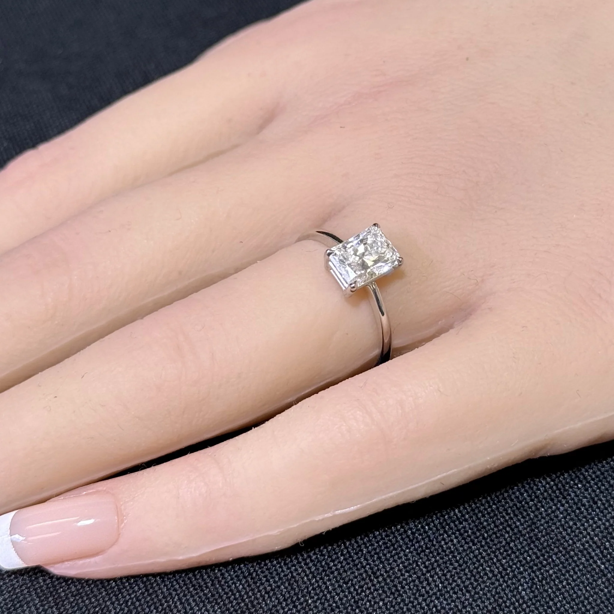 <span style="color:purple">SPECIAL!</span> 1.26ct G SI 14K White Gold Radiant Cut Diamond Solitaire Ring Band  Size 7 - Image 2