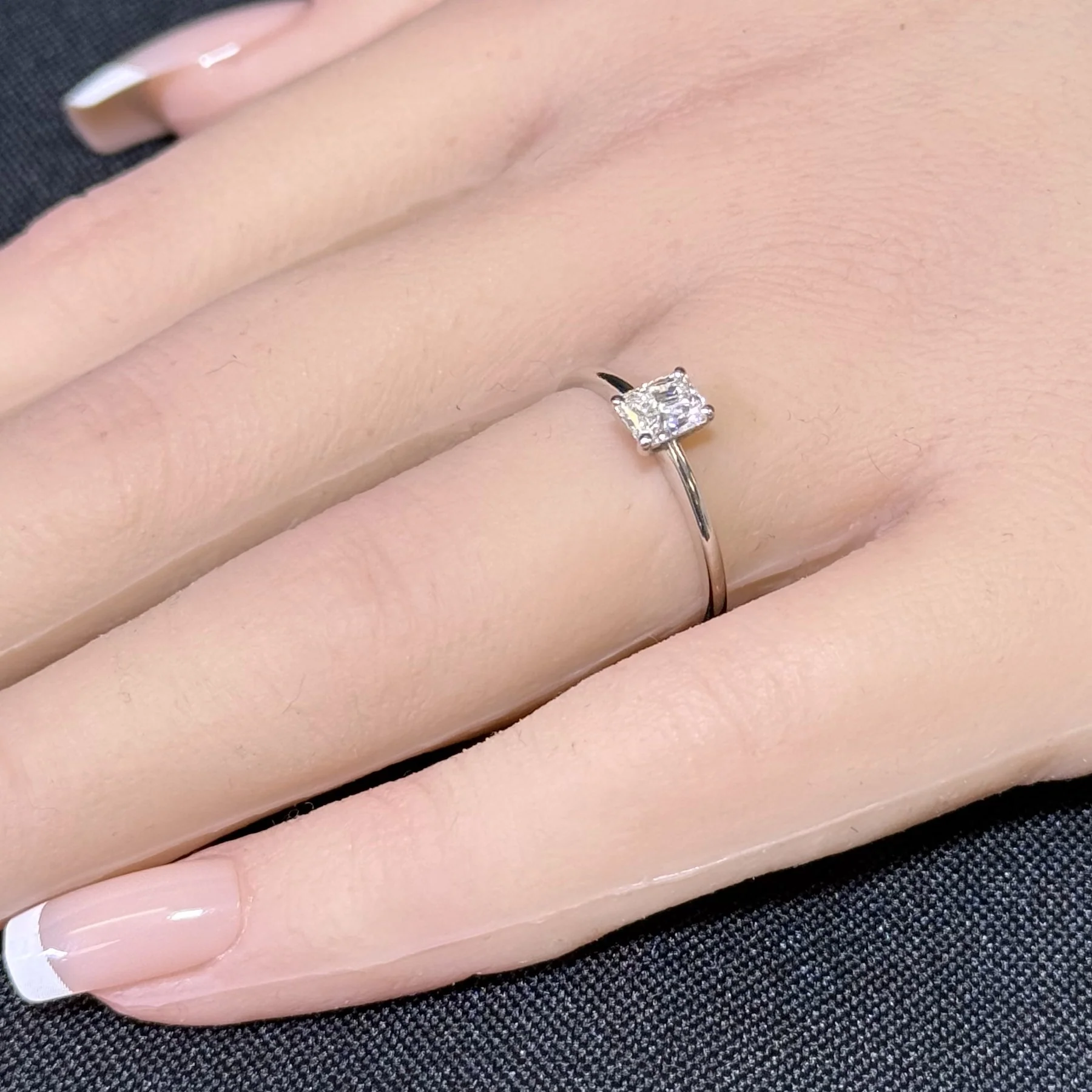 <span style="color:purple">SPECIAL!</span> .50ct G SI 14K White Gold Radiant Cut Diamond Solitaire Ring Band  Size 6.5