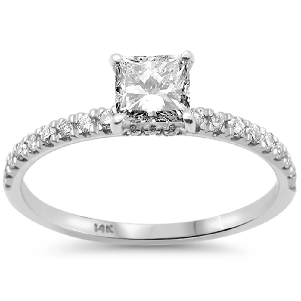 <span style="color:purple">SPECIAL!</span> .86ct G SI 14K White Gold Princess Cut Diamond Engagement Ring Size 6.5