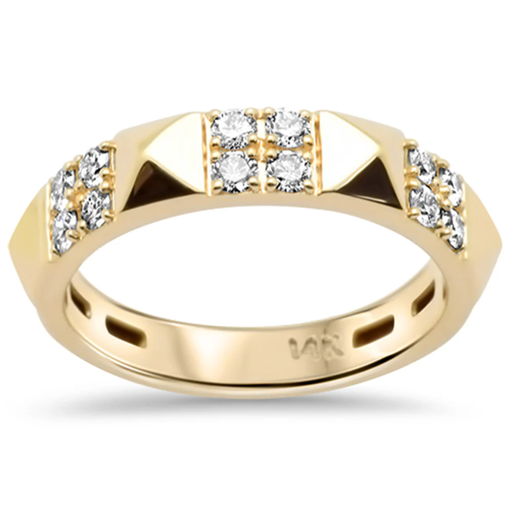 <span style="color:purple">SPECIAL!</span>.36ct G SI 14K Yellow Gold Diamond Spike Studded Band Ring Size 6.5