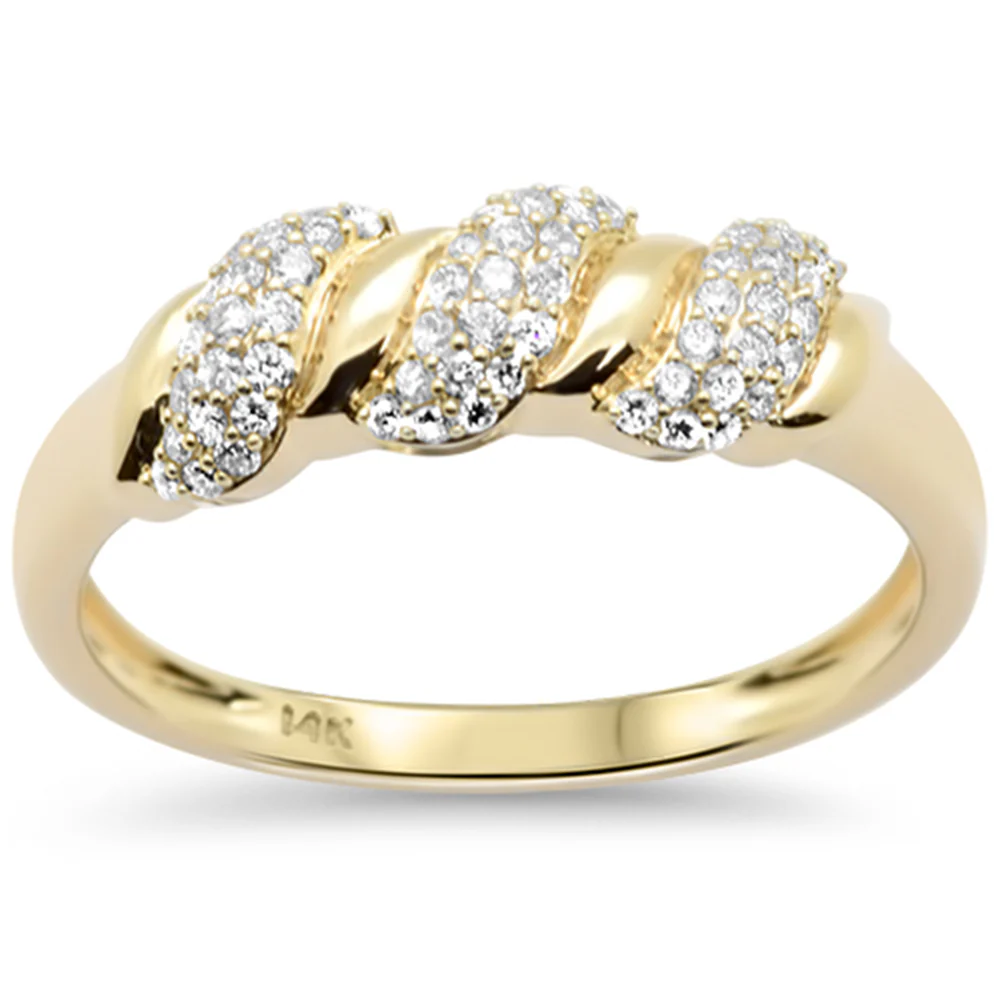 <span style="color:purple">SPECIAL!</span>.25ct G SI 14K Yellow Gold Diamond Dome Italian Design Ring Band Size 6.5