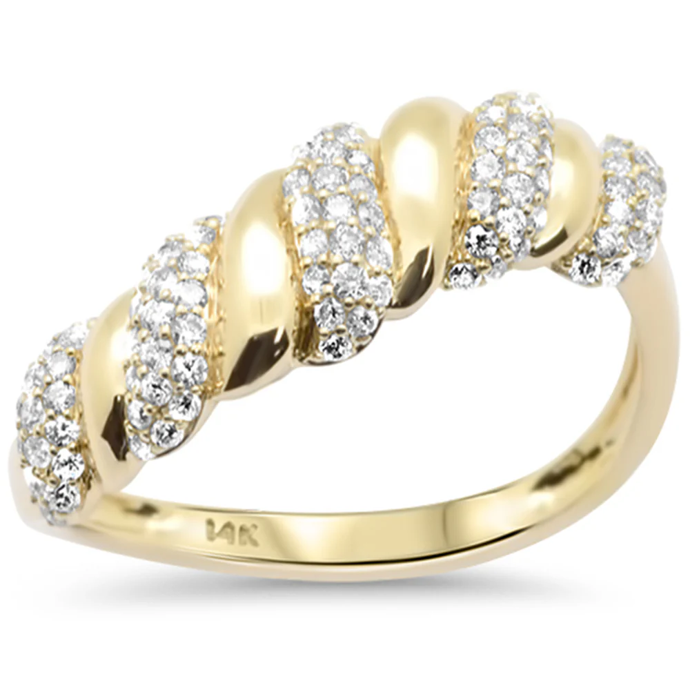<span style="color:purple">SPECIAL!</span>.36ct G SI 14K Yellow Gold Diamond Dome Italian Design Ring Band Size 6.5