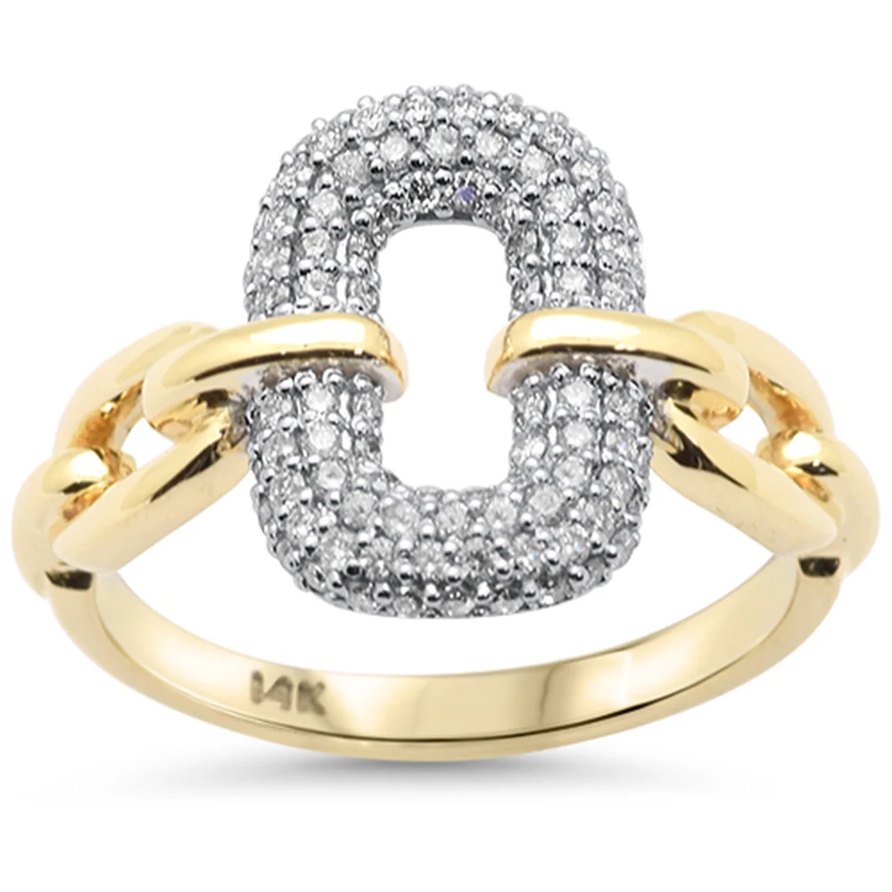 <span style="color:purple">SPECIAL!</span>.43ct G SI 14K Yellow Gold Chain Link Style Diamond Ring Size 6.5