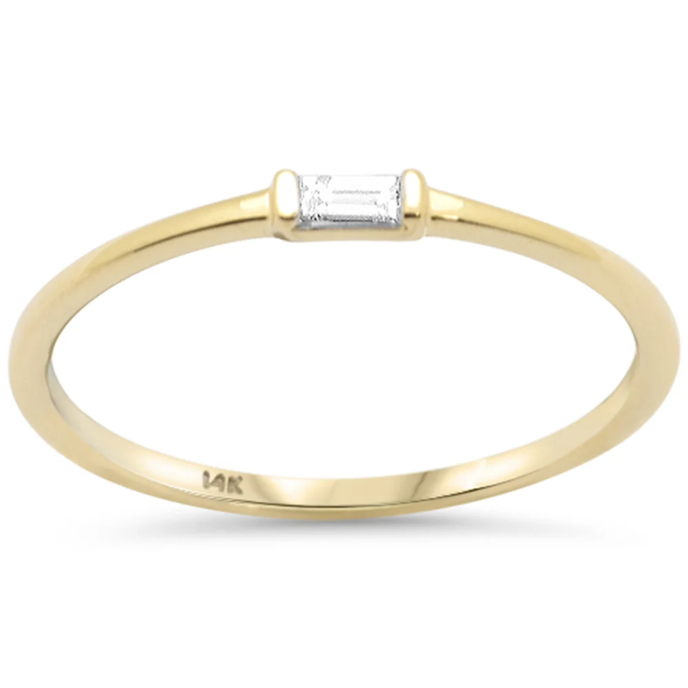 .05ct G SI 14K Yellow Gold Baguette Diamond Accent Band Ring Size 6.5