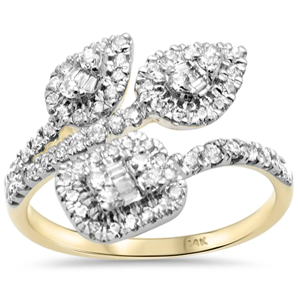 <span style="color:purple">SPECIAL!</span>.59ct G SI 14K Yellow Gold Round & Baguette Diamond Ring Size 6.5
