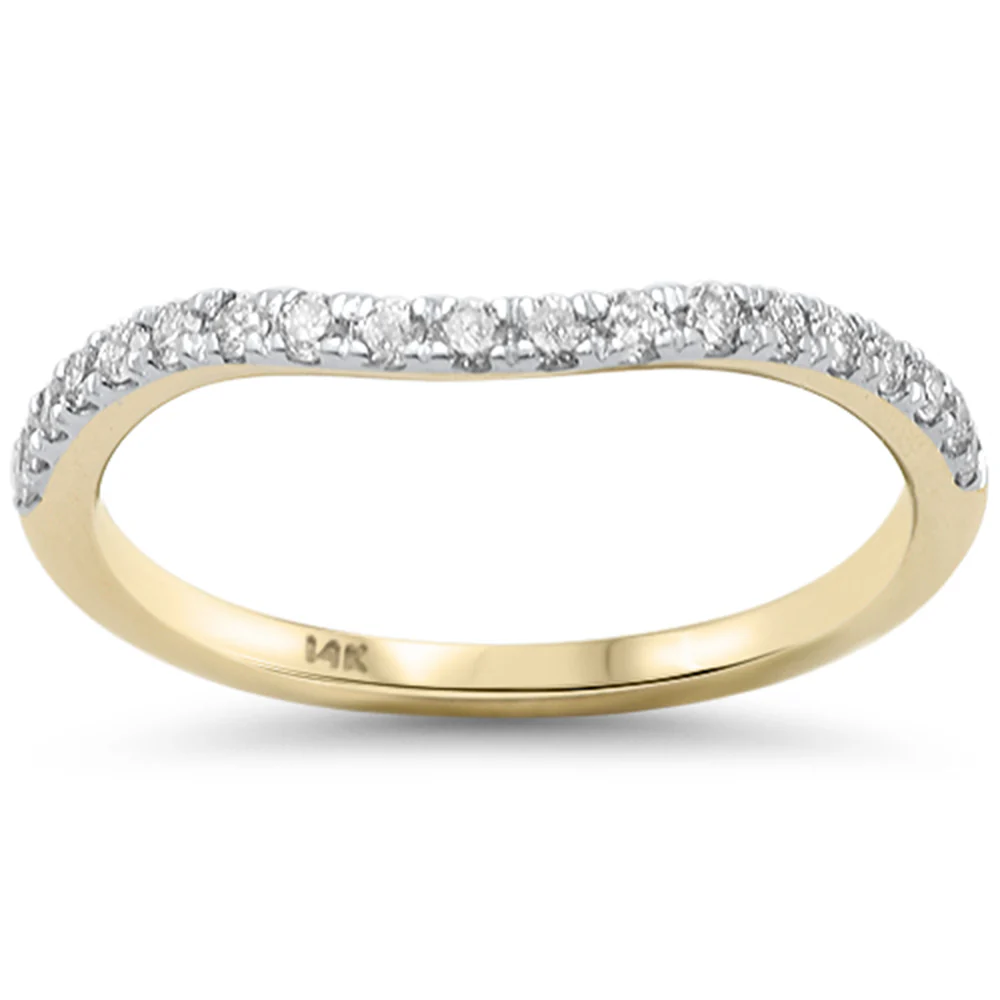 .26ct G SI 14K Yellow Gold Round Diamond Curved Wedding Band Ring Size 6.5