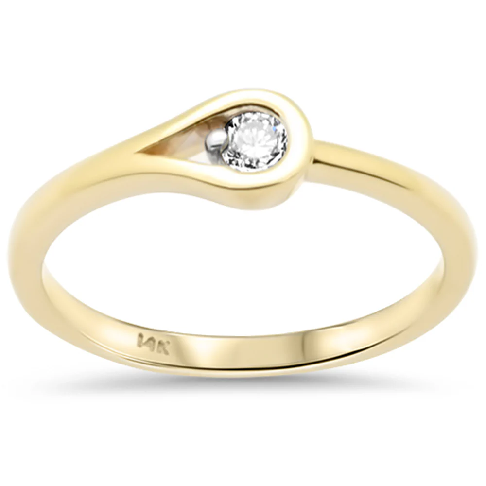<span style="color:purple">SPECIAL!</span> .11ct G SI 14K Yellow Gold Round Diamond Promise Band Ring Size 6.5