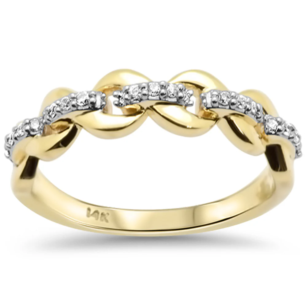 <span style="color:purple">SPECIAL!</span>.11ct G SI 14K Yellow Gold Chain Link Diamond Band Ring Size 6.5