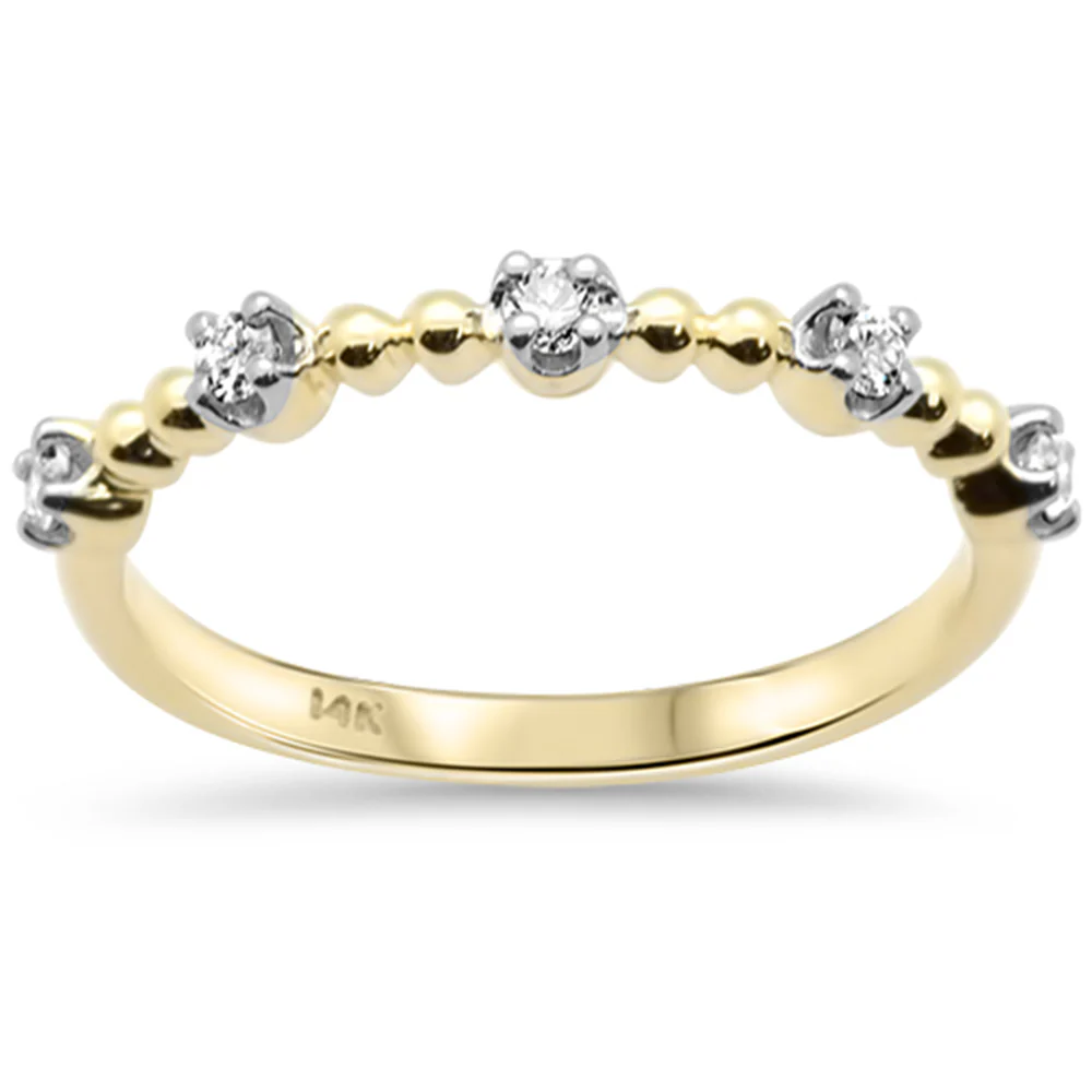 .15ct G SI 14K Yellow Gold Station Design Round Diamond Band Ring Size 6.5