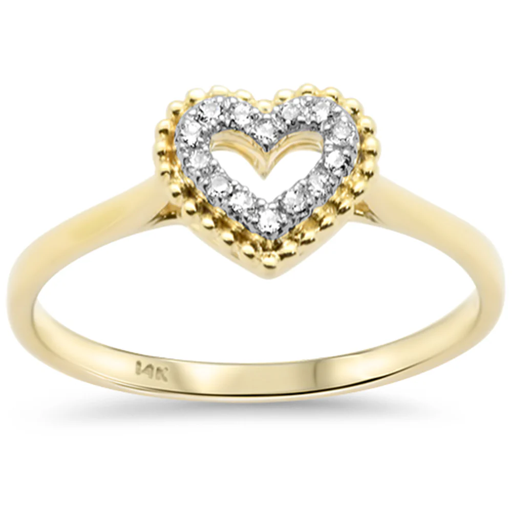 <span style="color:purple">SPECIAL!</span> .07ct G SI 14K Yellow Gold Heart Shaped Diamond Ring Size 6.5