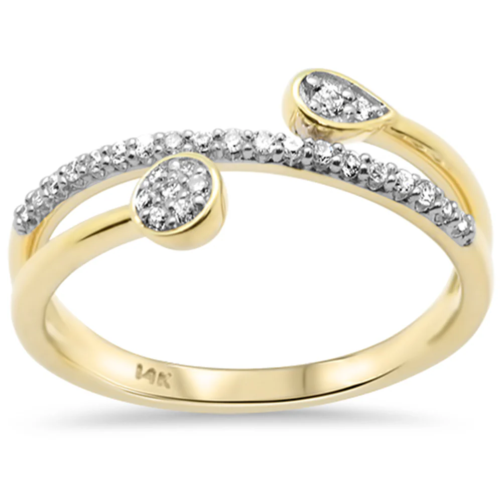 <span style="color:purple">SPECIAL!</span> .16ct G SI 14K Yellow Gold Wrap Around Open Style Diamond Band Ring Size 6.5