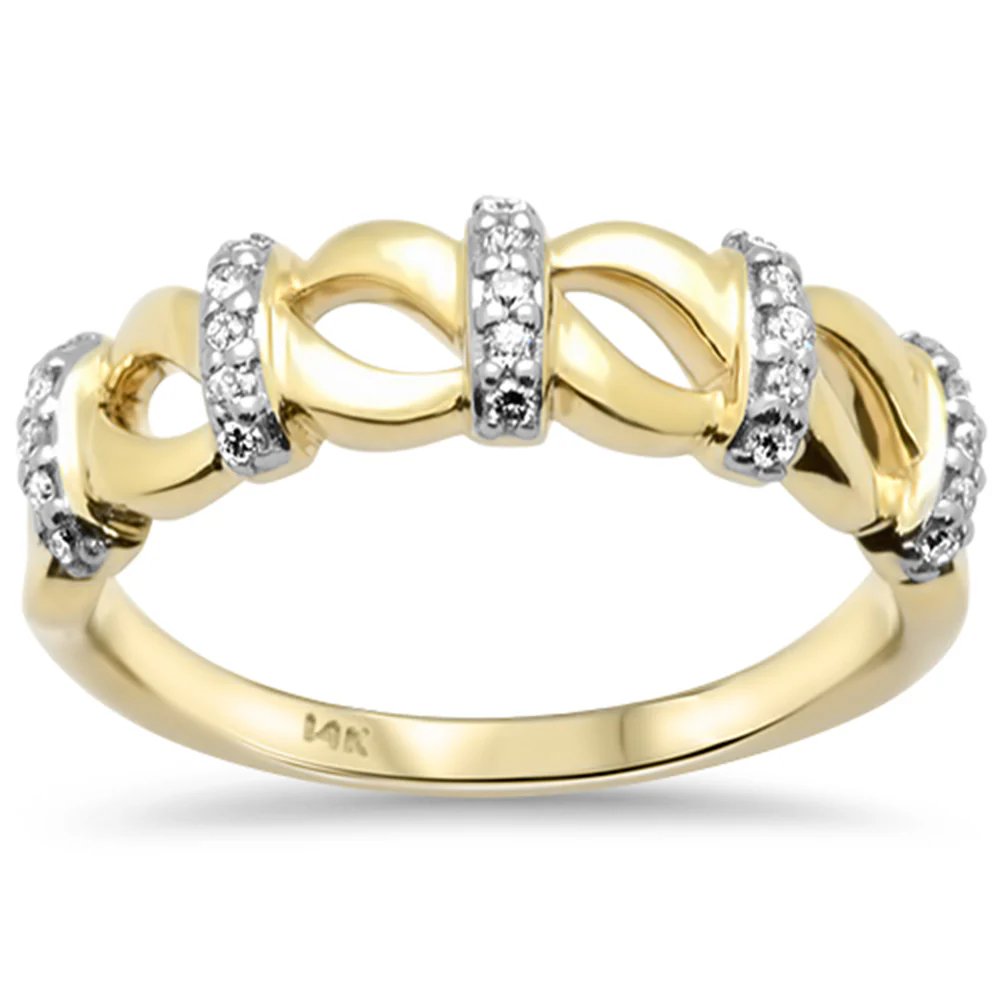 <span style="color:purple">SPECIAL!</span> .14ct G SI 14K Yellow Gold Unique Round Diamond Band Ring Size 6.5