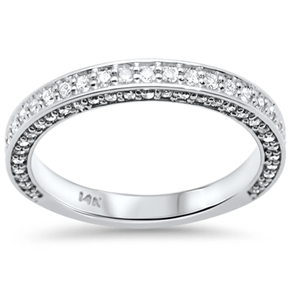 <span style="color:purple">SPECIAL!</span>.60ct G SI 14K White Gold Round Diamond Wedding Band Ring Size 6.5