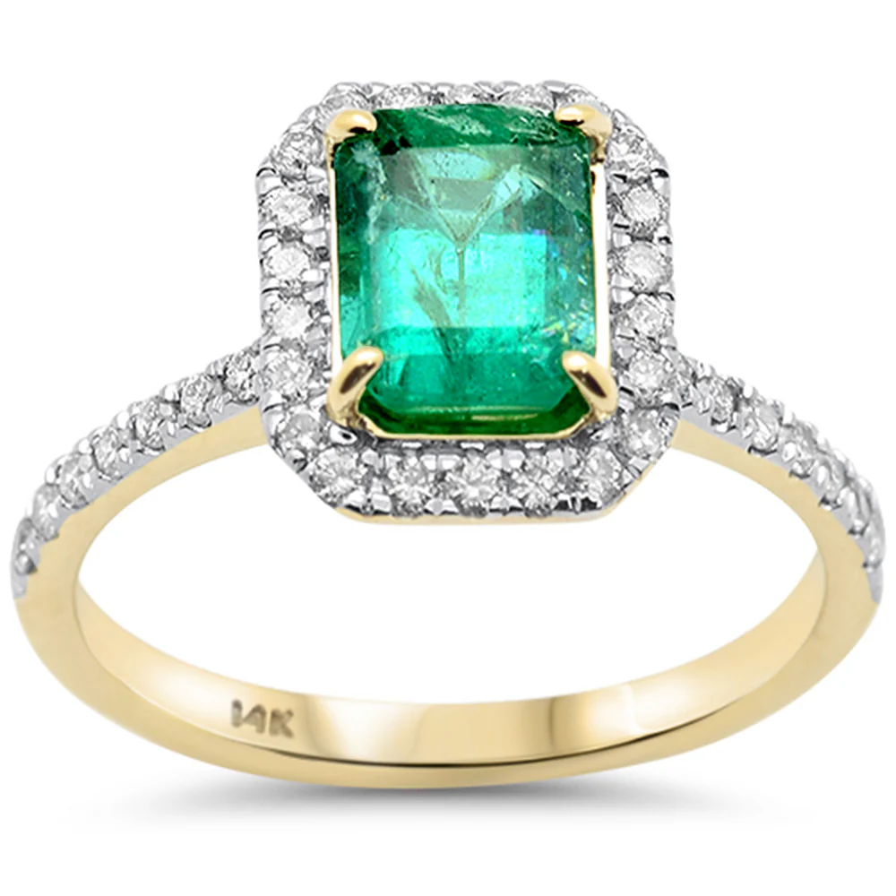 <span style="color:purple">SPECIAL!</span>1.84ct G SI 14K Yellow Gold Emerald Gemstone & Diamond Ring Size 6.5