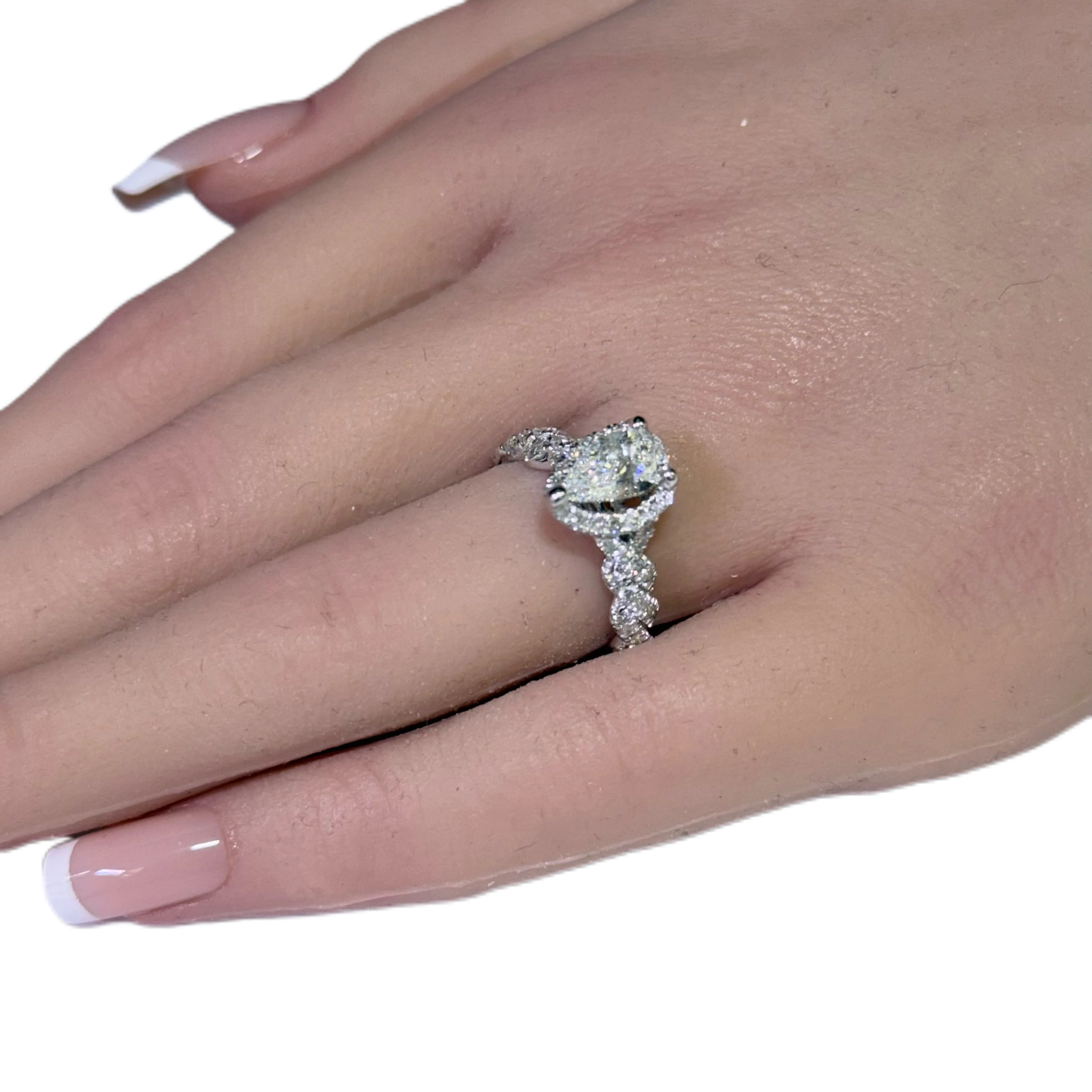 <span style="color:purple">SPECIAL!</span>1.62ct G SI 14K White Gold Pear Diamond Twisted Band Engagement Ring Size 6.5 - Image 2