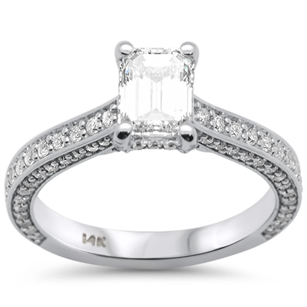 <span style="color:purple">SPECIAL!</span>1.80ct G SI 14K White Gold Emerald Cut Diamond Engagement Solitaire Ring Size 6.5