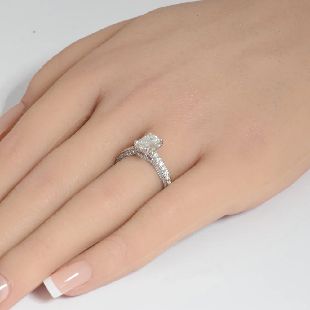 <span style="color:purple">SPECIAL!</span>1.80ct G SI 14K White Gold Emerald Cut Diamond Engagement Solitaire Ring Size 6.5 - Image 2