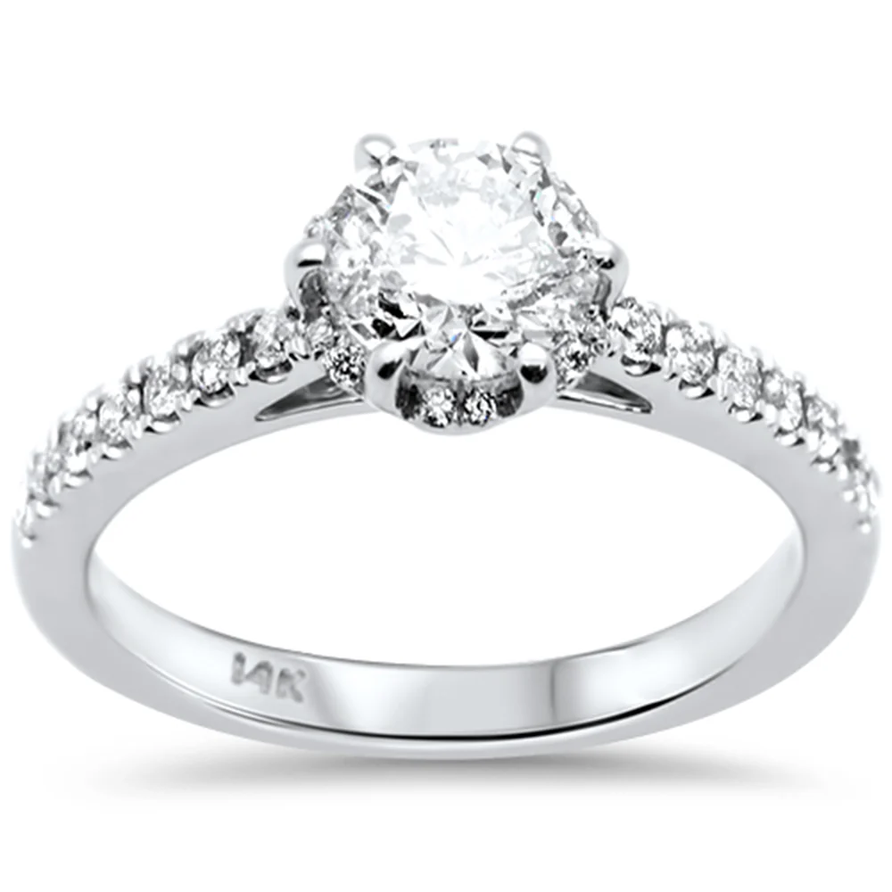 <span style="color:purple">SPECIAL!</span>1.26ct G SI 14K White Gold Round Diamond Solitaire Engagement Ring Size 6.5
