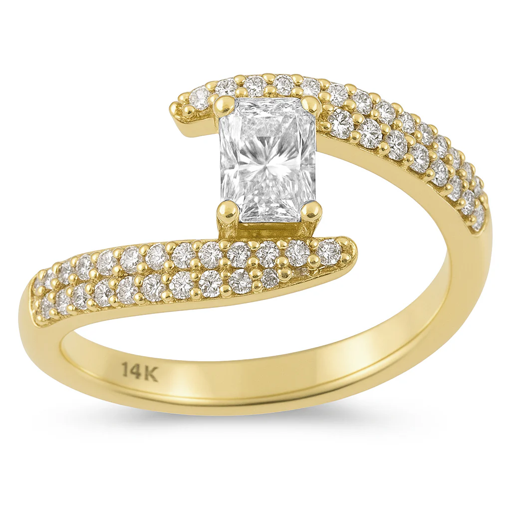 <span style="color:purple">SPECIAL!</span>1.01ct G SI 14K Yellow Gold Modern Emerald Cut Diamond Engagement Solitaire Ring Size 6.5
